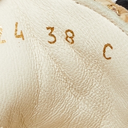 Chanel Beige/Black Raffia, Fabric and Grosgrain CC Lace Up Espadrilles Sneakers Size 38