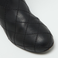 Chanel Black/Grey Nubuck and Leather Knee Length Boots Size 38.5