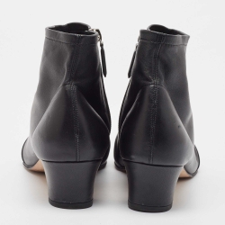 Chanel Black Leather CC Ankle Boots Size 41