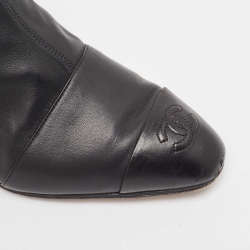 Chanel Black Leather CC Ankle Boots Size 41