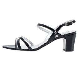 Chanel Black Patent Criss Cross Sandals Size 39