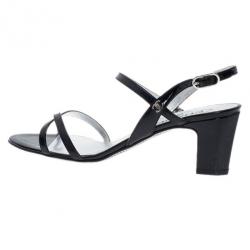 Chanel Black Patent Criss Cross Sandals Size 39