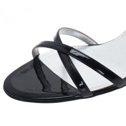 Chanel Black Patent Criss Cross Sandals Size 39