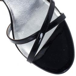 Chanel Black Patent Criss Cross Sandals Size 39