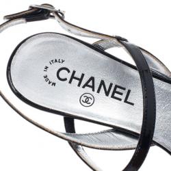 Chanel Black Patent Criss Cross Sandals Size 39