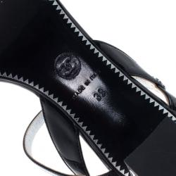 Chanel Black Patent Criss Cross Sandals Size 39
