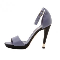 Pre Owned Chanel Lavender Leather Ankle Strap Sandals Size 38