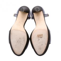 Pre Owned Chanel Lavender Leather Ankle Strap Sandals Size 38