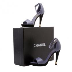 Pre Owned Chanel Lavender Leather Ankle Strap Sandals Size 38