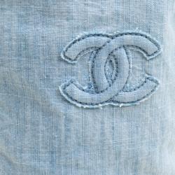 Chanel Light Blue Denim Wash Mid Calf Boots Size 38