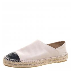 Pre Owned حذاء إسبادريلز شانيل غطاء مقدمة CC جلد مونوكروم مقاس 37