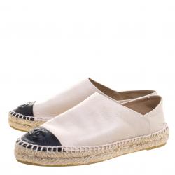 Pre Owned حذاء إسبادريلز شانيل غطاء مقدمة CC جلد مونوكروم مقاس 37