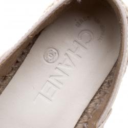 Pre Owned حذاء إسبادريلز شانيل غطاء مقدمة CC جلد مونوكروم مقاس 37