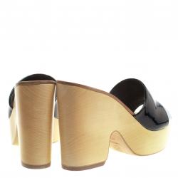 Chanel Monochrome Patent Leather CC Mules Size 39.5