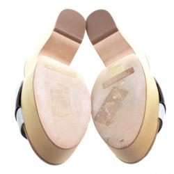 Chanel Monochrome Patent Leather CC Mules Size 39.5