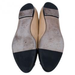 مملوكة مسبقًا Chanel Peach and Black Cap Toe CC Ballet Flats Size 40.5