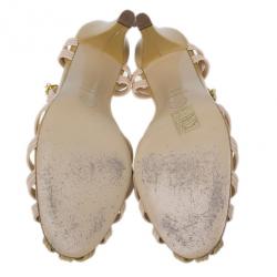 Pre Owned Chanel Beige Leather Strappy Sandals Size 39.5