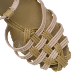 Pre Owned Chanel Beige Leather Strappy Sandals Size 39.5
