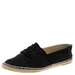 Pre Owned Chanel Black CC Canvas Espadrilles Size 40
