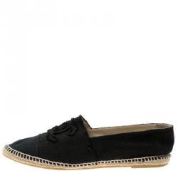 Pre Owned Chanel Black CC Canvas Espadrilles Size 40
