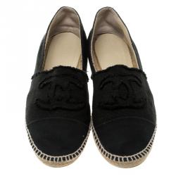 Pre Owned Chanel Black CC Canvas Espadrilles Size 40