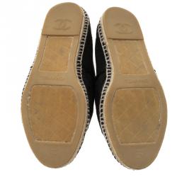 Pre Owned Chanel Black CC Canvas Espadrilles Size 40