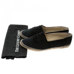 Pre Owned Chanel Black CC Canvas Espadrilles Size 40