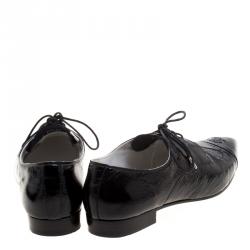 Chanel Black Patent Leather Pointed Toe CC Derby Size 40.5