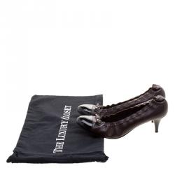 Pre Owned حذاء كعب عالي شانيل جلد بني/أسود مقاس 38