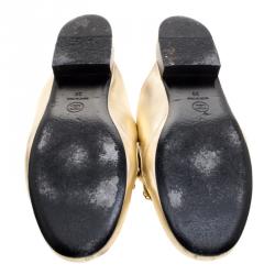 Chanel Metallic Gold Leather Braided Chain Mule Slides Size 39