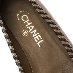 Chanel Two Tone Leather Whip Stitch Ballet Flats Size 38.5
