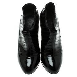 Chanel Black Patent Leather Ankle Boots Size 36
