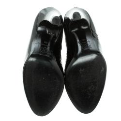 Chanel Black Patent Leather Ankle Boots Size 36