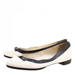 Pre Owned Chanel Two Tone Leather Ballet Flats Size 40.5