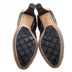 Pre Owned Chanel Black Leather Cap Toe Scrunch Ballet Pumps Size 39.5