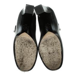 Chanel Black Leather CC Ankle Boots Size 38.5