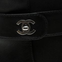 Chanel Black Leather CC Ankle Boots Size 38.5