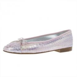 مملوكة مسبقًا Chanel Pink Metallic Python Ballet Flats Size 37.5