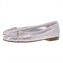 مملوكة مسبقًا Chanel Pink Metallic Python Ballet Flats Size 37.5
