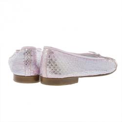 مملوكة مسبقًا Chanel Pink Metallic Python Ballet Flats Size 37.5