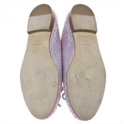مملوكة مسبقًا Chanel Pink Metallic Python Ballet Flats Size 37.5
