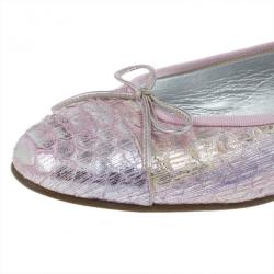 مملوكة مسبقًا Chanel Pink Metallic Python Ballet Flats Size 37.5