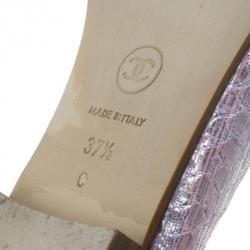 مملوكة مسبقًا Chanel Pink Metallic Python Ballet Flats Size 37.5