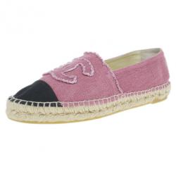 Pre Owned Chanel Pink Canvas CC Espadrilles Size 41