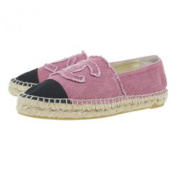 Pre Owned Chanel Pink Canvas CC Espadrilles Size 41