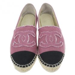 Pre Owned Chanel Pink Canvas CC Espadrilles Size 41