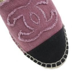 Pre Owned Chanel Pink Canvas CC Espadrilles Size 41