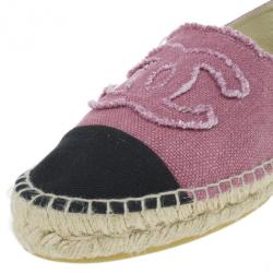 Pre Owned Chanel Pink Canvas CC Espadrilles Size 41