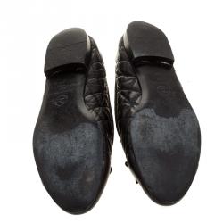 Pre Owned حذاء فلات باليه شانيل فيونكة CC جلد مبطن أسود مقاس 38