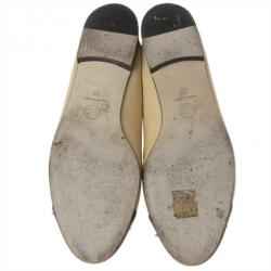 مملوكة مسبقًا Chanel Beige Leather CC Cap Toe Ballet Flats Size 38